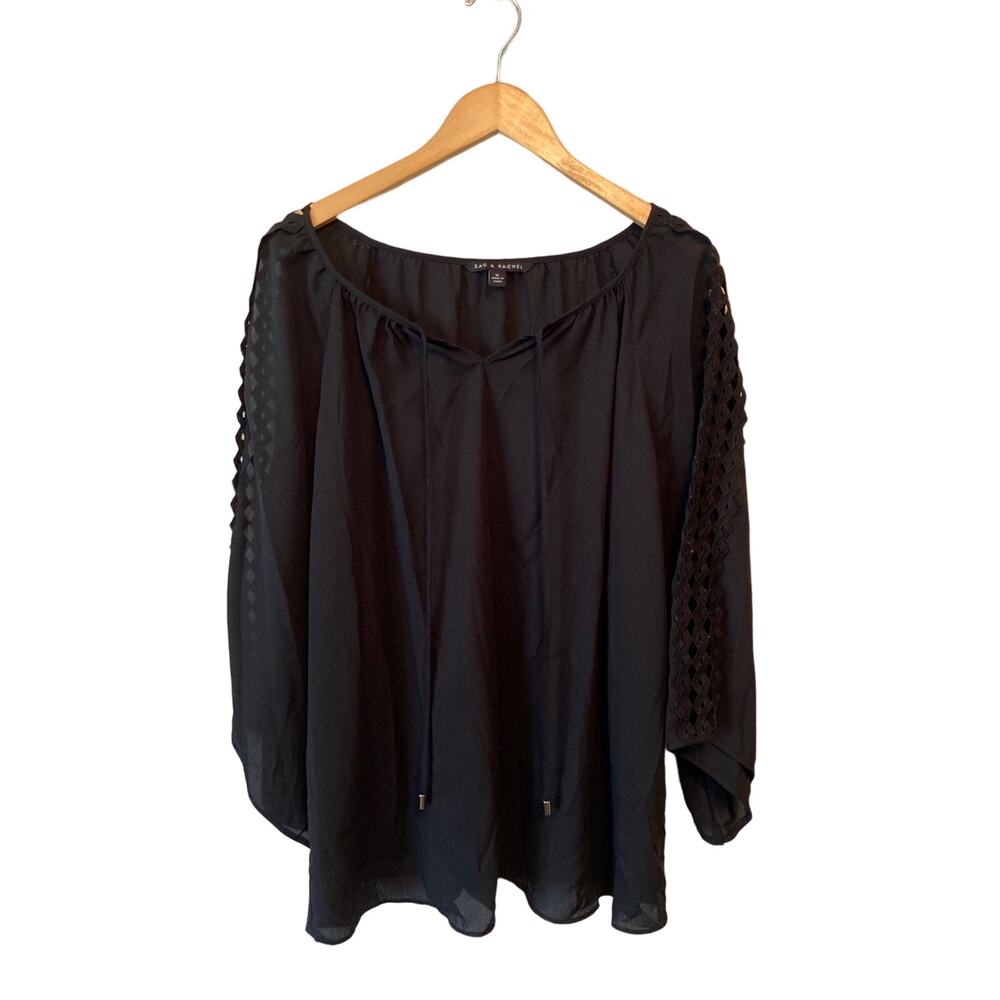 Zac & Rachel Black Pop Over Blouse Work Career Office Goth Whimsygoth Plus Size